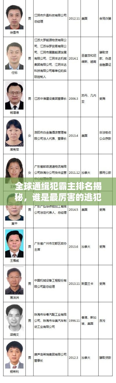 全球通缉犯霸主排名揭秘,谁是最厉害的逃犯?