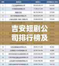 吉安短剧公司排行榜及影响力深度解析
