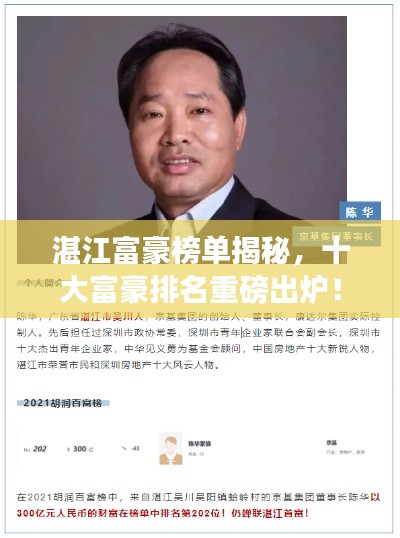 湛江富豪榜单揭秘,十大富豪排名重磅出炉!