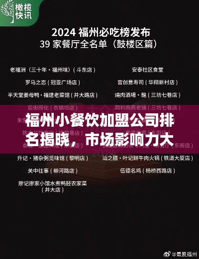 福州小餐饮加盟公司排名揭晓,市场影响力大揭秘!