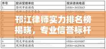 邗江律师实力排名榜揭晓,专业信誉标杆,前十名精英律师推荐!