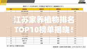 江苏家养植物排名TOP10榜单揭晓!