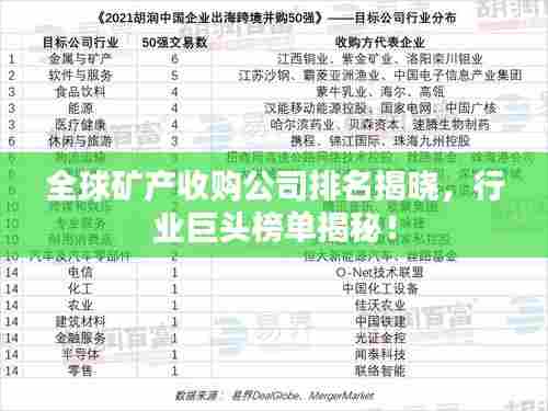 全球矿产收购公司排名揭晓,行业巨头榜单揭秘!