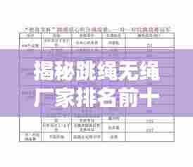 揭秘跳绳无绳厂家排名前十榜单!