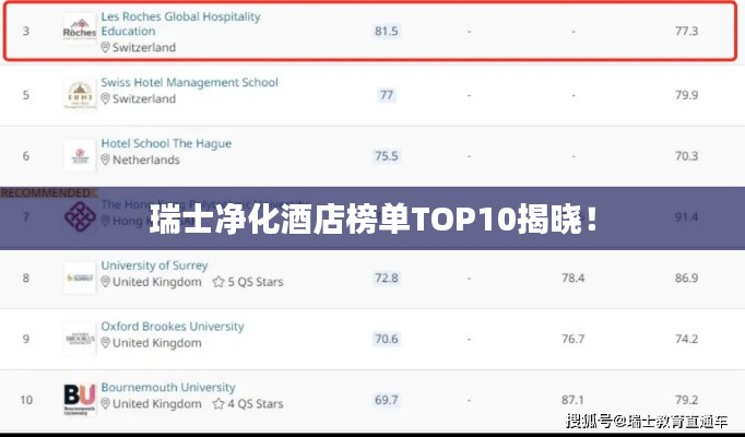 瑞士净化酒店榜单TOP10揭晓!