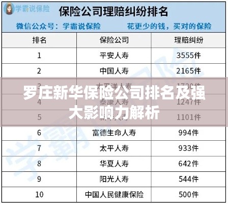 罗庄新华保险公司排名及强大影响力解析