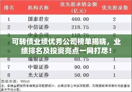 可转债业绩优秀公司榜单揭晓,业绩排名及投资亮点一网打尽!
