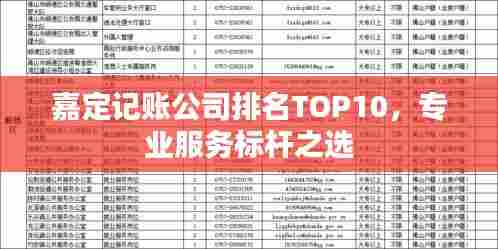 嘉定记账公司排名TOP10,专业服务标杆之选