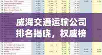 威海交通运输公司排名揭晓,权威榜单,不容错过!