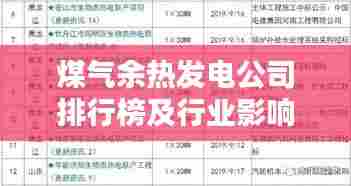 煤气余热发电公司排行榜及行业影响力解析