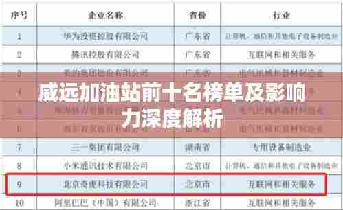 威远加油站前十名榜单及影响力深度解析