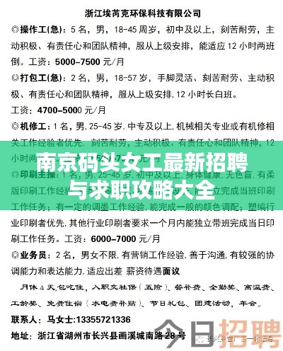南京码头女工最新招聘与求职攻略大全