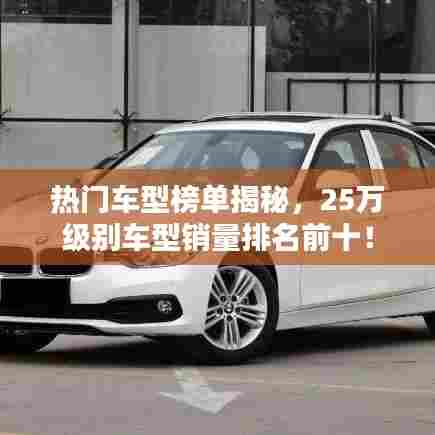 热门车型榜单揭秘,25万级别车型销量排名前十!