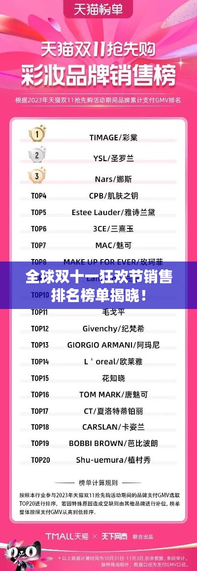 全球双十一狂欢节销售排名榜单揭晓!