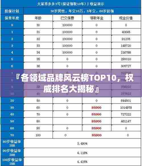 『各领域品牌风云榜TOP10,权威排名大揭秘』