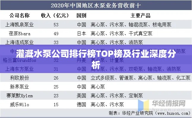 灌溉水泵公司排行榜TOP榜及行业深度分析