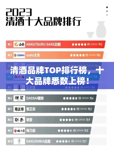 清酒品牌TOP排行榜,十大品牌悉数上榜!
