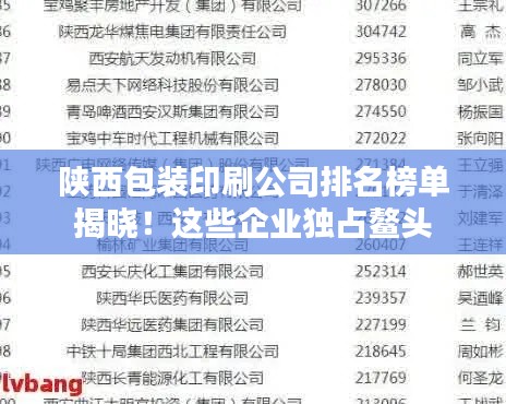 陕西包装印刷公司排名榜单揭晓！这些企业独占鳌头