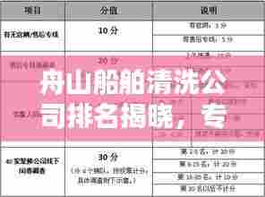 舟山船舶清洗公司排名揭晓,专业清洗服务榜单出炉!