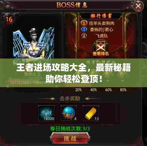 王者进场攻略大全,最新秘籍助你轻松登顶!
