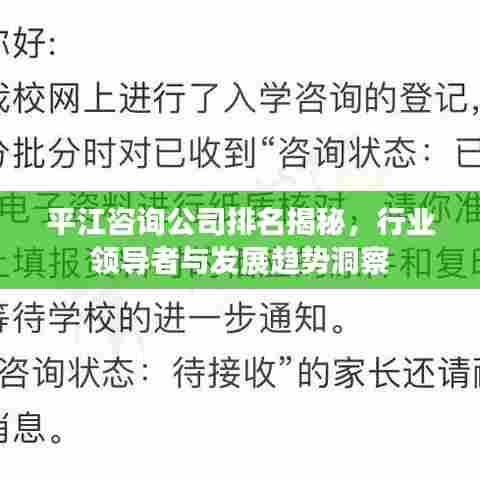 平江咨询公司排名揭秘，行业领导者与发展趋势洞察