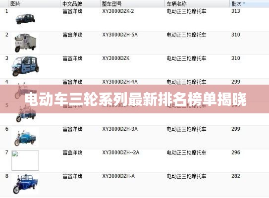电动车三轮系列最新排名榜单揭晓