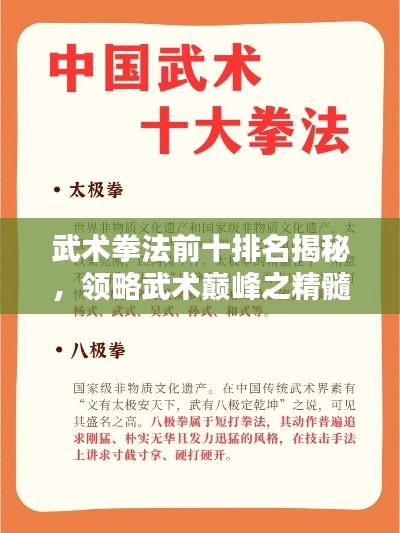 武术拳法前十排名揭秘,领略武术巅峰之精髓