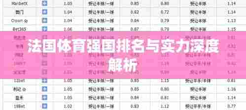 法国体育强国排名与实力深度解析