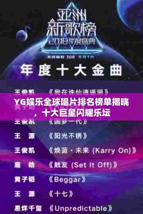 YG娱乐全球唱片排名榜单揭晓，十大巨星闪耀乐坛