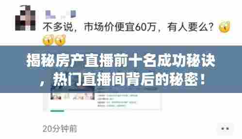 揭秘房产直播前十名成功秘诀，热门直播间背后的秘密！