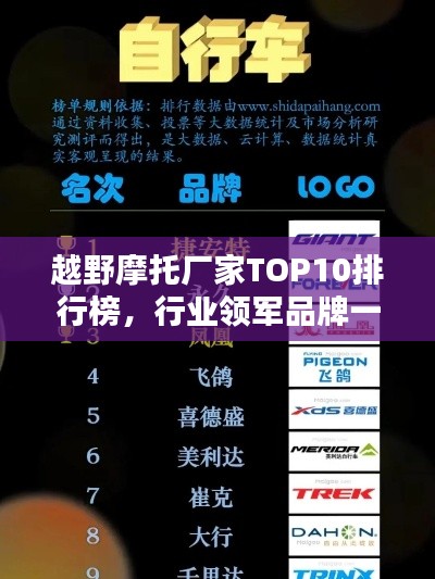 越野摩托厂家TOP10排行榜，行业领军品牌一网打尽