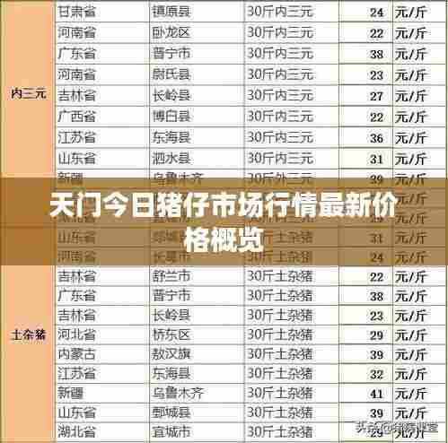 天门今日猪仔市场行情最新价格概览